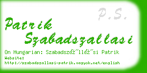 patrik szabadszallasi business card